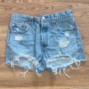 Distressed Levi Denim Original 501 shorts. Size 29